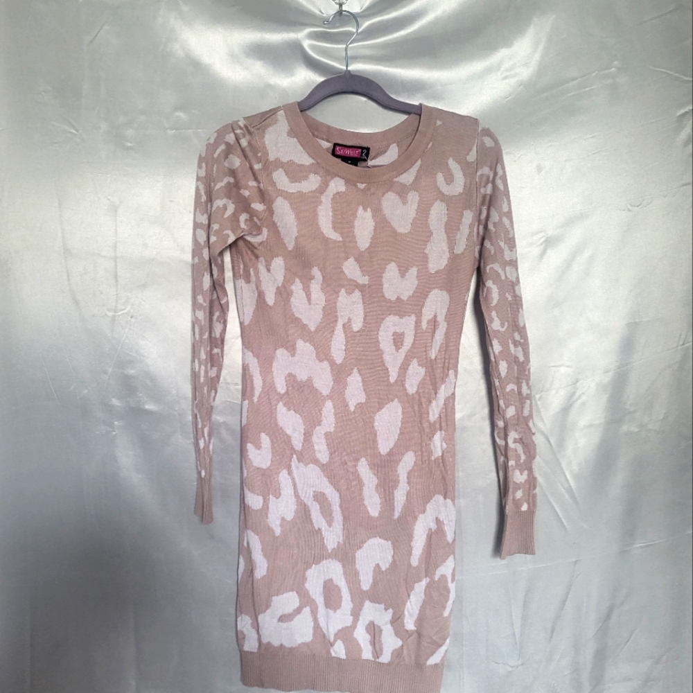 Blush & white Bodycon Sweater Dress